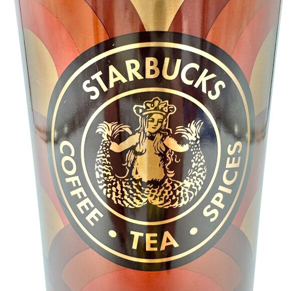 Starbucks 16oz Stainless Steel Retro Tumbler+Lid Coffee Tea Spices Logo Gold Red - Picture 2 of 8